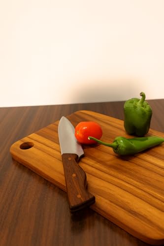 Image of Teak Wood Chopping Board Medium 33 x 22 cm Solid Wooden Cutting Board for Kitchen Durable Food Safe Board for Vegetables Meat Fruits Easy to Clean Long Lasting Teak Board