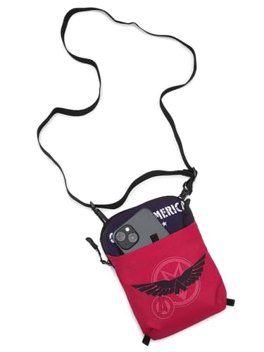 Image of Bewakoof Official Captain America Merchandise Unisex Red & Blue Printed Sling Bag