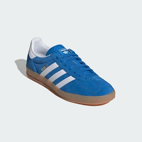 Image of adidas Gazelle Indoor Men's Shoes, Blue Bird /Cloud White /Gum, Size 7.5