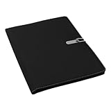 Preiswert&Gut 1 x Dokumentenmappe A4, mit farbig-elastischem Verschlussband, Metallhaken, Schreibblock und Stifteschlaufe – ideal für Büro, Konferenzen und Geschäftsreisen Farbwahl (Schwarz/Grau)