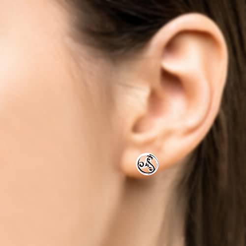 8mm Small Dainty Circle Celtic Triskelion Triple Spiral Oxidized 925 Sterling Silver Studs Earrings2