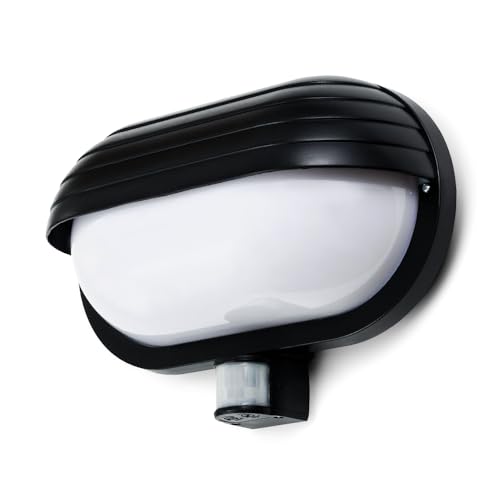 Kwazar Luminaire Wandlampe mit Bewegungsmelder 180° Außenwandleuchte IP44 E27 max 60 Watt Sensorleuchte Gartenlampe Schwarz ANATEP