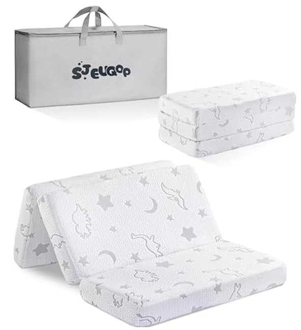 Trifold Pack and Play Mattress 38''x26'', Pack N Play Mattresses with Dual Sided Soft & Firm Memory Foam Foldable Portable Crib Baby Mattress with Washable Cover and Carry Bag