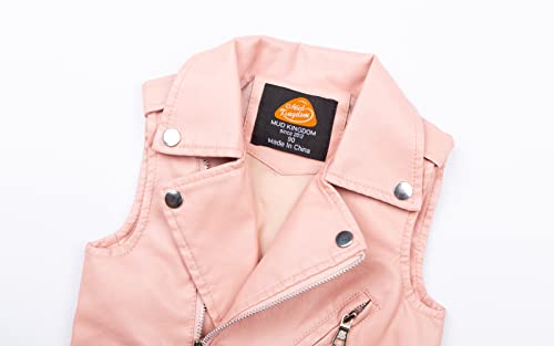 Mud Kingdom Kids Boys Faux Leather Motorcycle Vests PU Sleeveless Zipper Multi-pocket Fashion3