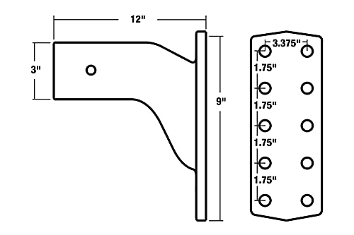 Image of Buyers Products PM3109 3 Inch Pintle Hook Mount - Adjustable 4-Position Trailer Hitch Receiver for Trucks & RV's - Durable Steel 30,000 lb MGTW, Universal Heavy-Duty Tow Hitch Receiver, 6000 MVL Rated