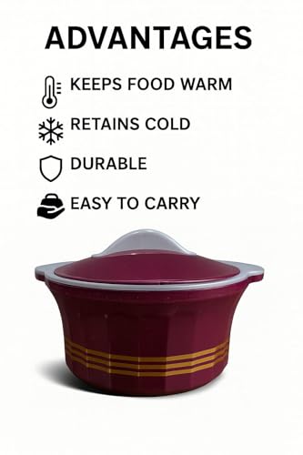 Image of Premium Insulated Casserole Hot Pot for Kitchen | Double Wall Hot Box for Chapati, Curry & Food Storage | Elegant Floral Design Casserole | Keeps Food Hot for Hours | (pink)