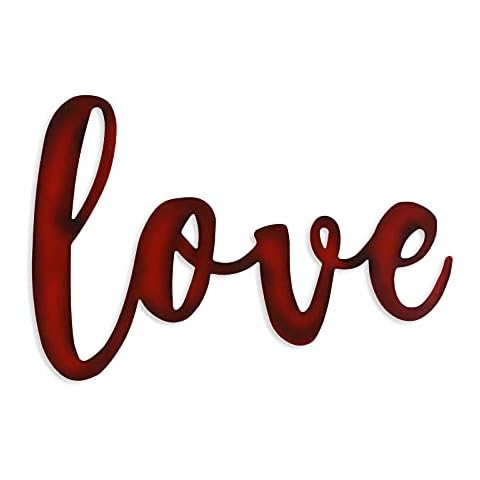 Love Red Metal Farmhouse Kitchen Wall Plaque,Decorative Word Signs,15 x 7 inches (Red Rustic) Cover