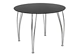 Novogratz Round Dining Table with Chrome Plated Legs, Black