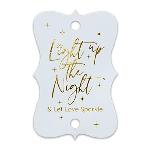 Summer-Ray 50 Gold Foil Wedding Sparkler Tags Light up The Night & Let Love Sparkle Cover