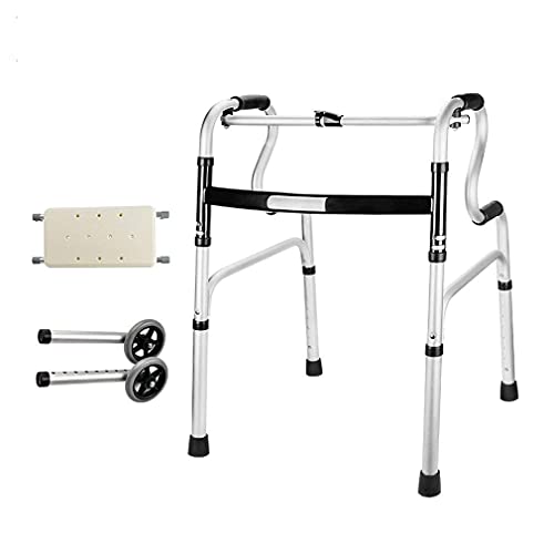 Andador plegable de movilidad con silla de ducha acolchada, altura ajustable, ayuda ligera para caminar con 2 ruedas y reposabrazos de bastón para adultos mayores, bariátricos y discapacitados