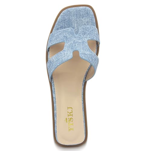 Image of Sandals for Women Dressy Comfortable Flat Open Toe Casual Cute Trendy Shoes Soft Leather Slip On Ladies Slides for Summer 2026