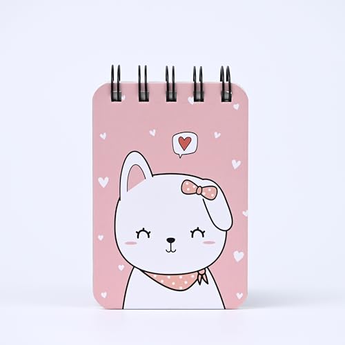 Image of Spiral Pocket Notebook (7.5 x 11 cm) | Cute Mini Notepad | Small Handy Notebook for School, Office & Personal Notes (Cat)