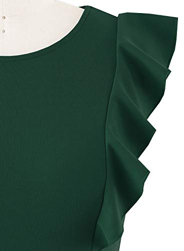Image of YATHON Women's Vintage Ruffle Sleeve Floral A Line Cocktail Party Dresses
