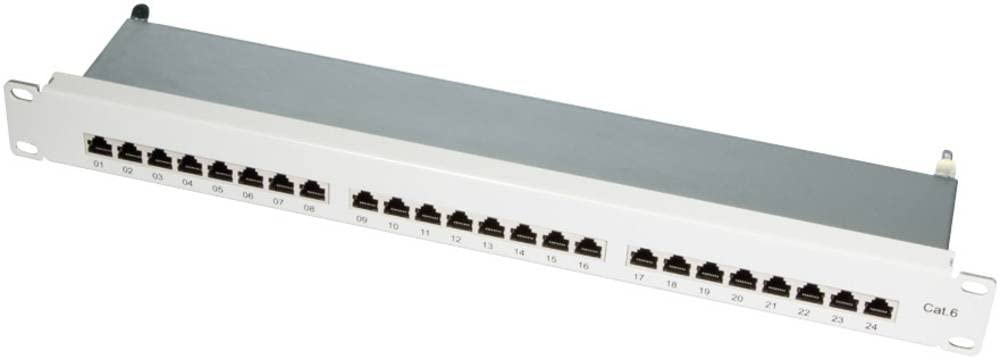 LogiLink Patchpanel 24-Port Cat6 RJ45 48,3 cm (19 Zoll) vollgeschirmt grau, NP0040, Farbcodiert nach EIA/TIA 568 A&B
