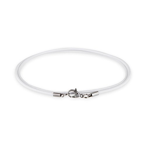 Auroris Echtleder Kette 2 mm Farbe: weiß mit Karabinerverschluss aus Edelstahl Länge 45 cm