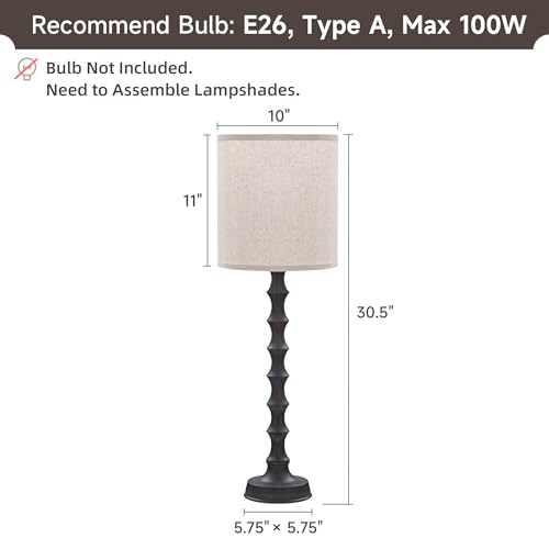 Lámparas de Mesa Buffet EUO Set 2 30.5" Bronce Aceitado miniatura 2