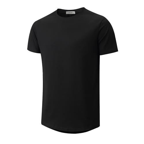Image of YININF Men's T-Shirts Hipster Short Sleeve Solid Color Crew Neck Cotton Soft Fitted Tees
