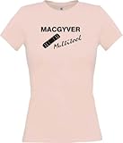 Cuello redondo con algodón Shirtinstyle Camisa de la Señora Mac Gyver Multitool Parche Novedades Diversos Colores, Kultshirt XS-XL - Rosa, L