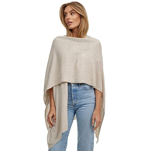 gloop Damen Poncho,Schal Pullover, Lange Strickjacke, Strickpullover, Mantel,XXL Umhängetuch,Tunika für Sommer und Winter, Beige, Einheitsgröße Cover