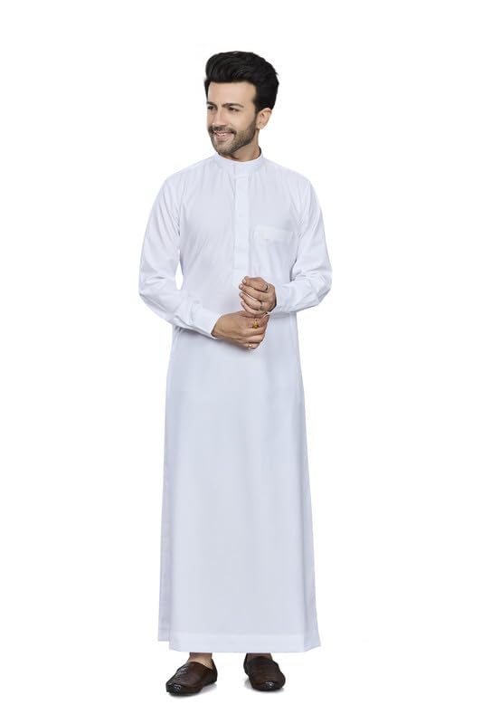 aaraish Saudi Style Thobe | Imported Fabric | Elegant Long Sleeve Jubba with Quality Buttons Size 56-picture-16