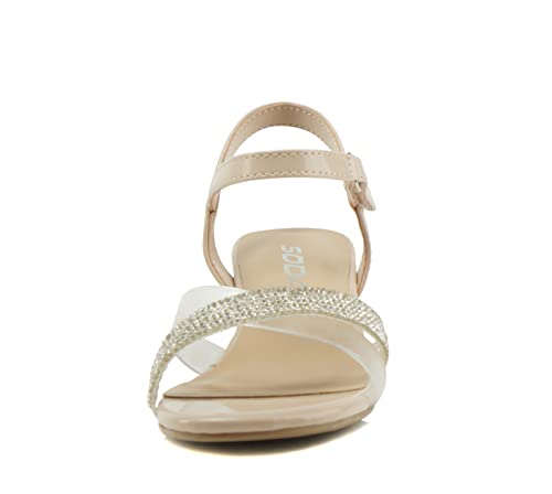 Soda Camp-2 Kids Children Girls Bling Sparkle Gems Rhinestone Crisscross band Comfortable Sole with Hook & Loop Strap Block Heel Sandals3