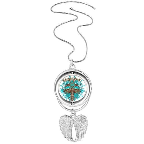 Collier ailes d'ange graffiti street bleu noir pendentif tendance mode homme