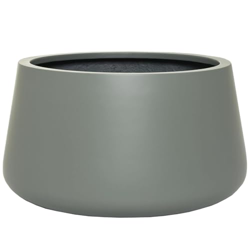 VIVANNO Pflanzentopf Pflanzkübel Fiberglas Gordo 29x45 cm Frostsicher - Blumentopf Bauchig Rund Grau Groß Außen, Innen