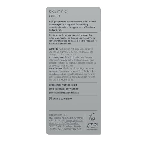 Dermalogica Biolumin-C Serum, Vitamin C Dark Spot Serum for Face with Peptide and AHA - Exfoliates and Reduces Unbalanced Pigmentation for Brighter, Firmer Skin