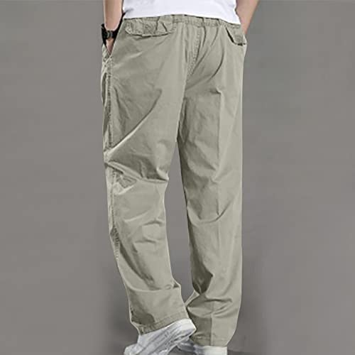 Men's Twill Loose Fit Cotton Pant Casual Elastic Waist Sweatpants Relaxed Full Pull on Cargo Sport Pants3