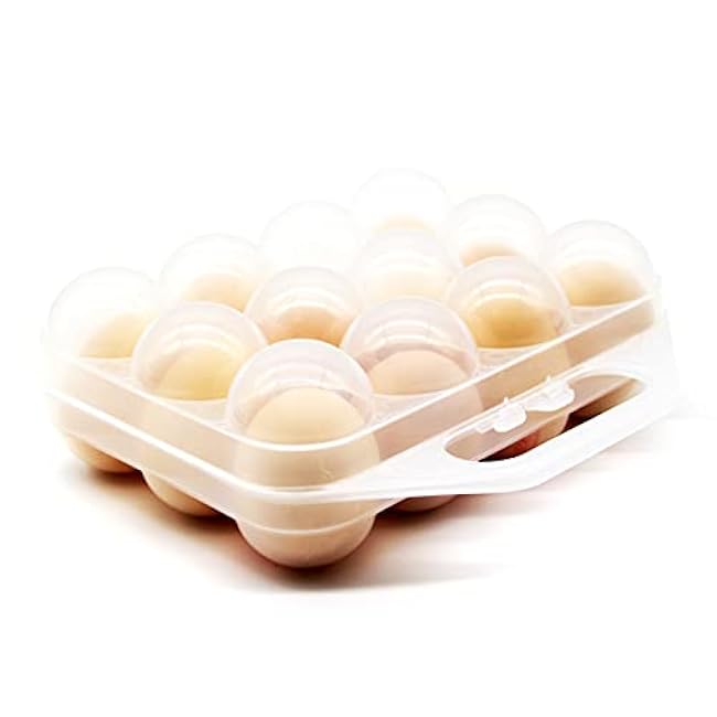 JAMOR 12 Grid Egg Storage Box Portable Eggs Box Bag Basket, Shockproof Egg Storage Necessary For Camping And Picnic, Portable Thickened Egg Box For Travel And Outdoor (White)