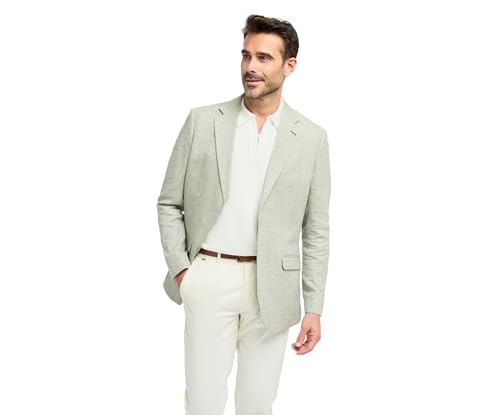 Men’s Sage Green Blazer, Cotton Blend Slim-Fit Smart Casual Summer Sport Coat