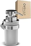 ovimar Seifenspender Kegnaes Silber | mit Wandmontage zum Bohren | aus Edelstahl und Glas | extra große Öffnung leicht wiederbefüllbar | für Bad oder Küche | Desinfektionsmittelspender