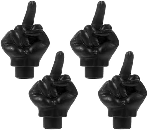 Ipetboom 4pcs Black Tire Valve Caps - Universal Middle Finger Prank Car Tire Dust Stem Covers Leak-Proof for Car Truck SUV Motorcycle Bike Dustproof Tyre Valve Caps
