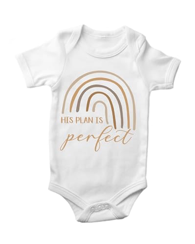 Image of Rainbow Baby Reveal Romper His Plan is Perfect Bodysuit Boho Clothes Pregnancy Announcement Gender Neutral Romper (0-6 Months, His Plan Is Perfect Printed Short Sleeve Romper)