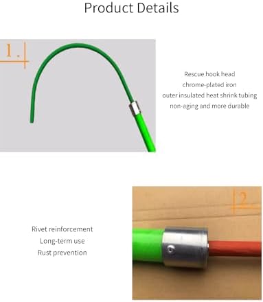 Detachable Non-Slip Grip Hook for Linemen & Fire Protection - Durable 300cm Yellow Utility Hook for Safe Climbing & Substation Use - Heavy-Duty, Reliable Design