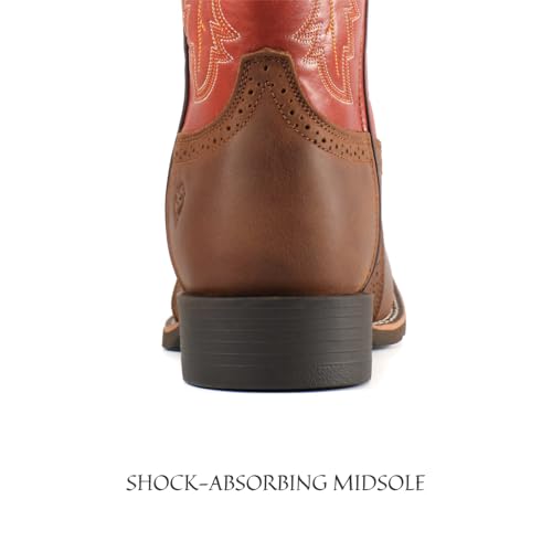 Image of SUREWAY Western Boots For Men - Mens Square Toe Cowboy Boot, Oil /Slip Resistant, Durable Fashionable Classic Pull on 10 Inch Mid-Calf Wellington Boots