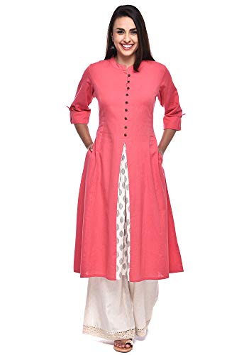 Image of Pistaa's Women's Cotton Relaxed Fit A Line Kurta