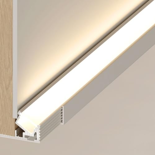 RENLXFI Drywall Led Aluminum Channel System 3 6.6 8 10 20 50 100 Ft, 45 Degree White Indirect Lighting Crown Molding for Home Cabinet Mood Drywall Lighting, Led Profile Recessed(26m (85.3 ft))