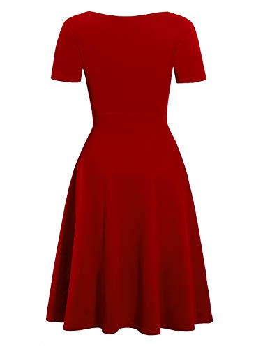 Image of Women's Elegant Vintage Dresses Knee Length Casual Floral Print Work Party Peter Pan Collar A-Line Dress with Pockets 978