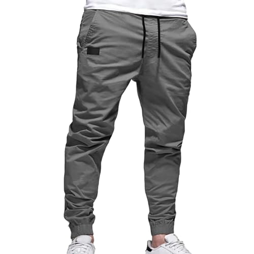 Mens Casual Joggers Cotton Drawstring Chino Cargo Pants Hiking Outdoor Twill Track Jogging Sweatpants Pants2