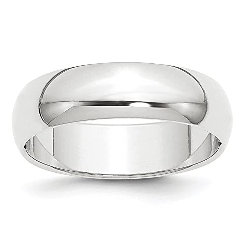Diamond2Deal Platinum 6mm Half-Round Wedding Band Ring