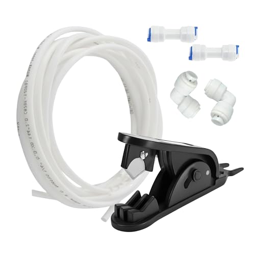 Image of AMPEREUS 5 Meter RO Pipe for Water Purifier |with 1 /4 Inch QC Elbow, Straight Connector & 1 Pipe Cutter (White)