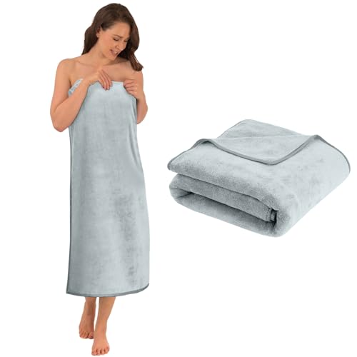 KORVORIA XXL Telo Doccia 100 x 200 cm, Grigio Chiaro Telo Doccia Grande, Asciugamano da Bagno in Microfibra Grande, Morbido e Assorbente, Unisex, Adatto per Bagno, Spiaggia, Spa e Sauna