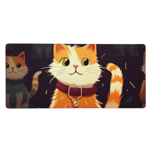 Tapis de souris XXL chat mignon idéal pour le télétravail et ranger son bureau