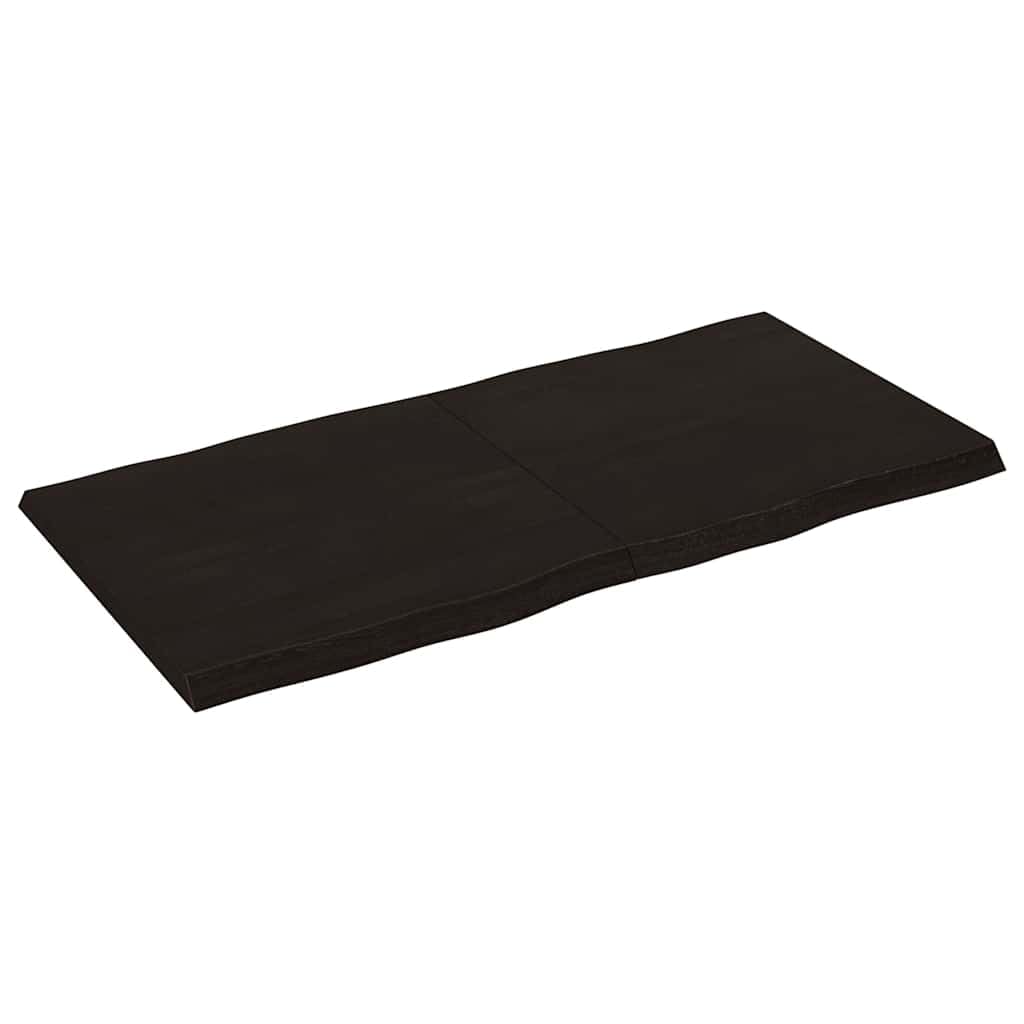 Mesa de 120 x 60 cm roble macizo marrón oscuro borde árbol plegable para salón, comedor, oficina, balcón
