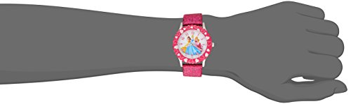Disney Kids' W001801 Princess Stainless Steel Watch with Pink Glitter Faux Leather Band2