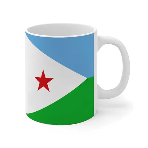 Djibouti Mug blanc cadeau drapeau pour voyageur tasses à café en céramique drôle bureau tasse blanche brillante cadeau fête des mères Nouvel An pour maman senior citoyens 325 ml