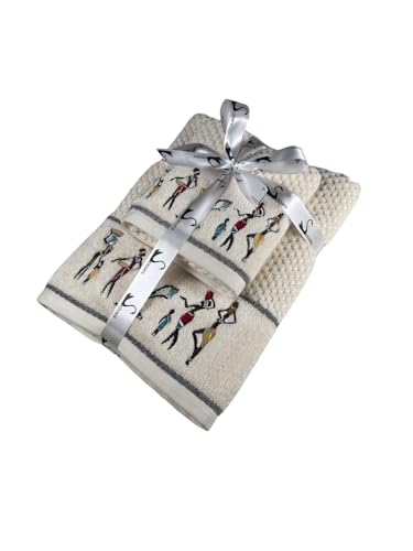 Image of SENSES By Riba Cotton Towel Set 550 GSM - Design 9, 2 Pcs| 1 Bath + 1 Hand Towels Combo | Super Soft, Absorbent, Lightweight, Antimicrobial, Low Linting