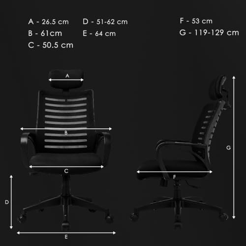 Image of Varaha Aroha BIS Certified Ergonomic Headrest Study Chair for Home & Office | Breathable Air Mesh Back Computer Desk Chair with Adjustable Support, Tilt Lock, Gas Lift | Heavy Duty Nylon Base | Black