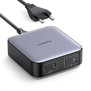 UGREEN Nexode 100W GAN II Tech USB C Cargador de Escritorio, 3 USB C y 1 USB A Cargador Compatible con MacBook Pro/Air, iPad Pro/Air/Mini, iPhone 16/15/14/13, Galaxy S24 Ultra, S24, S23, S22